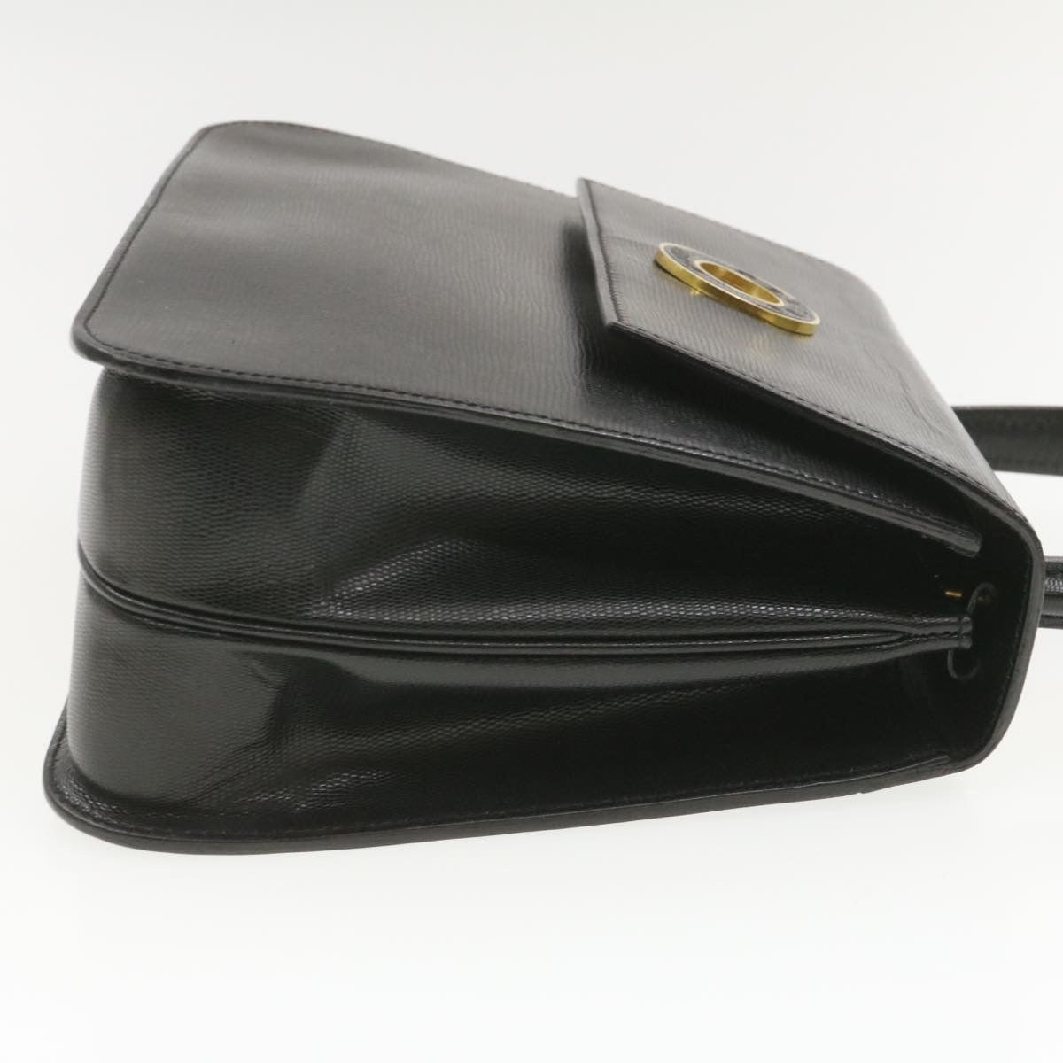 Celine Circle Logo Handbag Leather, BLACK, LEATHER, Handbag