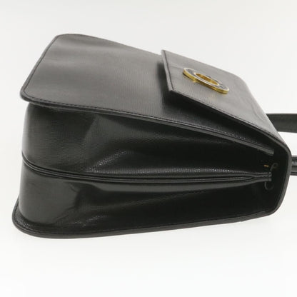 Celine Circle Logo Handbag Leather, BLACK, LEATHER, Handbag