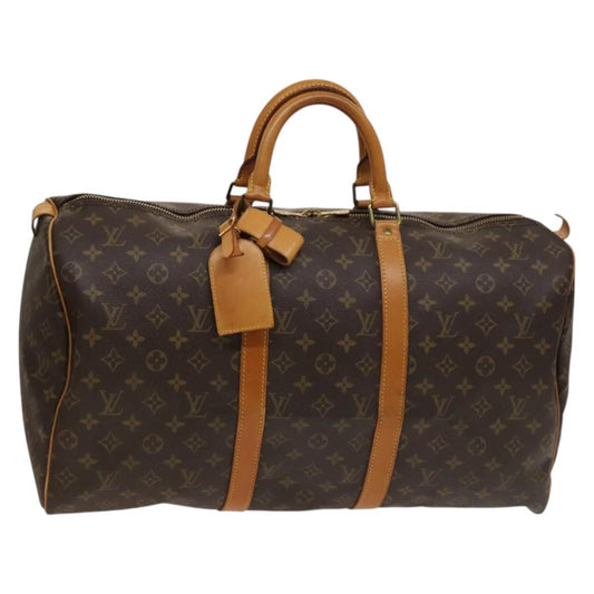 Louis Vuitton Keepall Bag Monogram Canvas, BROWN, CANVAS, Travel bag