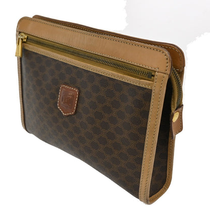 Celine Macadam Pochette Canvas and Leather, Brown, Canvas, Clutch