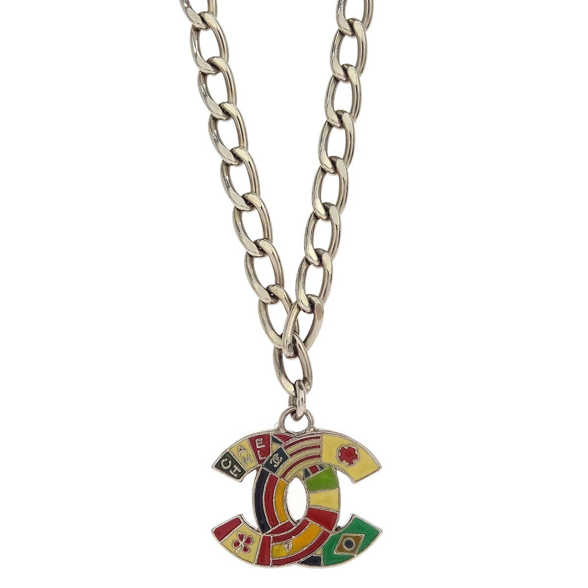 Chanel CC Pendant Necklace Metal, SILVER, SILVER_PLATED, Necklace