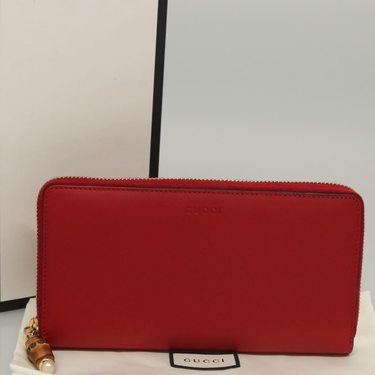 Gucci Bamboo Tassel Zip Organizer Wallet Leather, RED, LEATHER, Wallets