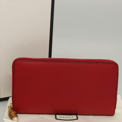Gucci Bamboo Tassel Zip Organizer Wallet Leather, RED, LEATHER, Wallets