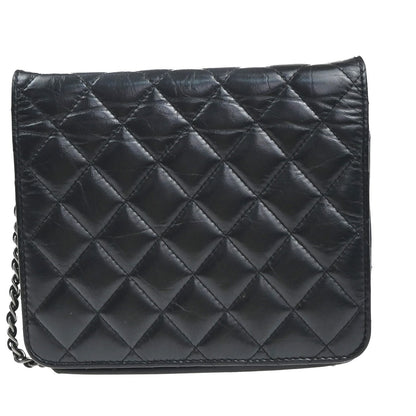 Chanel So Black Reissue 2.55 Wallet on Chain Quilted Aged Calfskin, BLACK, LEATHER, Shoulder bag