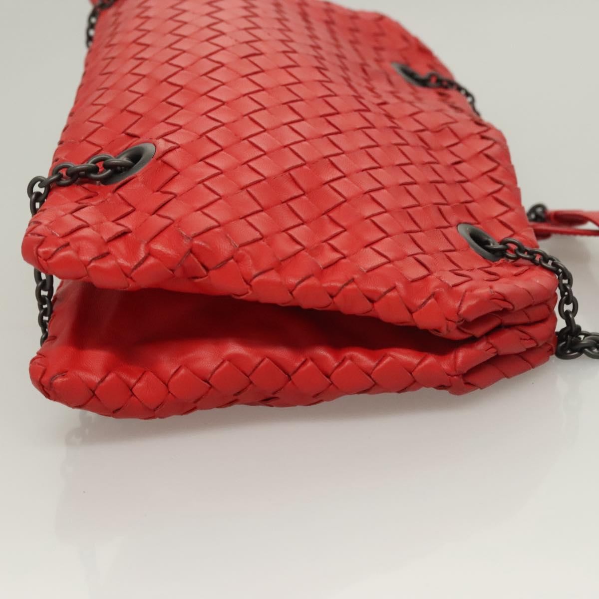 Bottega Veneta Intrecciato Leather, RED, LEATHER, Shoulder bag