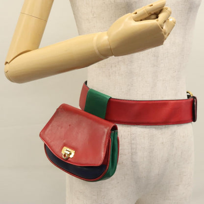 Salvatore Ferragamo Gancini waist bag Leather, RED, LEATHER, Clutche & pouche