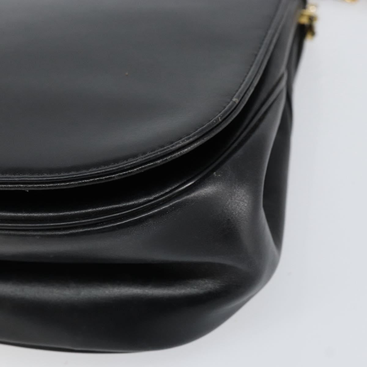 Christian Dior Vintage Chain Flap Shoulder Bag Leather, BLACK, LEATHER, Shoulder bag