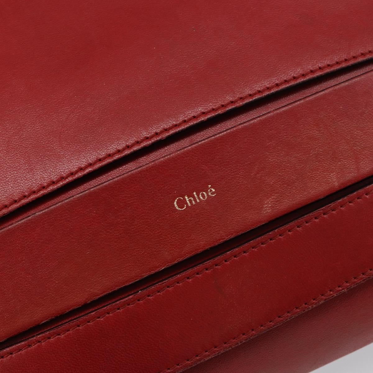 Chloe Elle Chain Clutch Leather, RED, LEATHER, Clutche & pouche