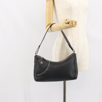 Salvatore Ferragamo Gancini Shoulder Bag Leather, BLACK, LEATHER, Shoulder bag