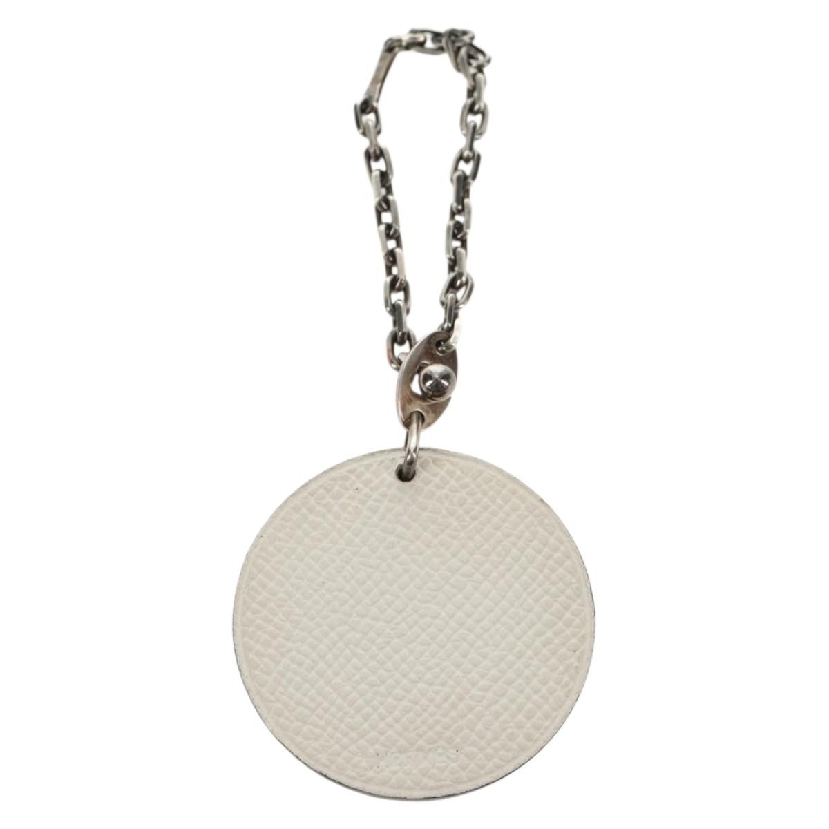 Hermes Breloque Bag Charm Metal, WHITE, LEATHER, Charms and Keychains