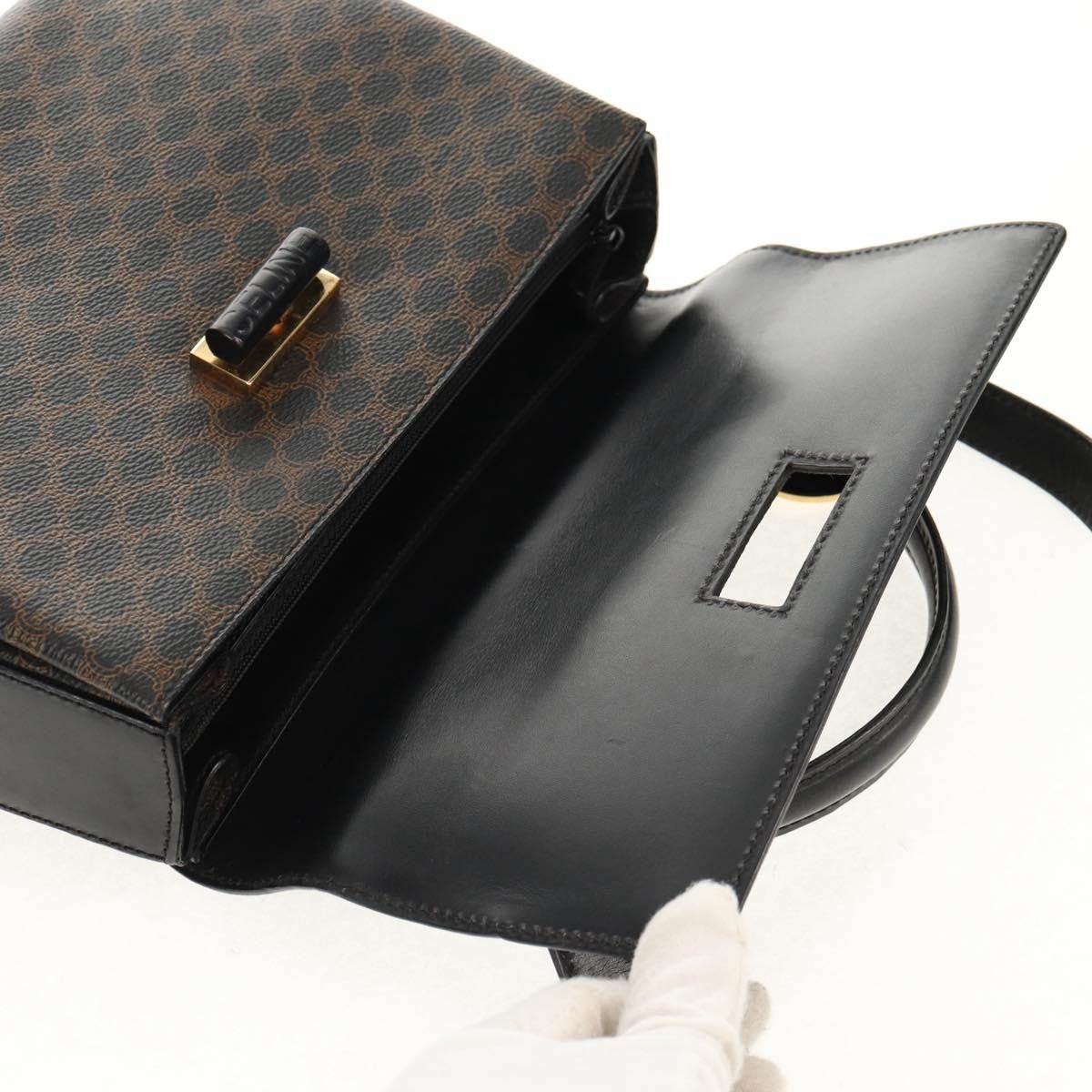Celine Vintage Convertible Top Handle Bag Macadam Coated Canvas, BROWN, PVC, Handbag