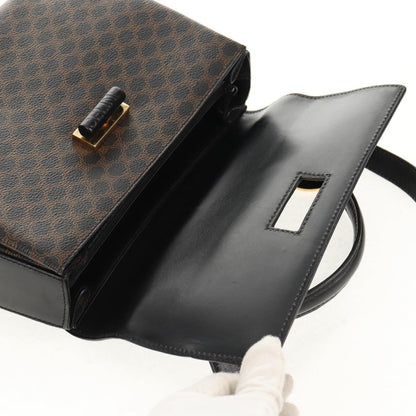 Celine Vintage Convertible Top Handle Bag Macadam Coated Canvas, BROWN, PVC, Handbag
