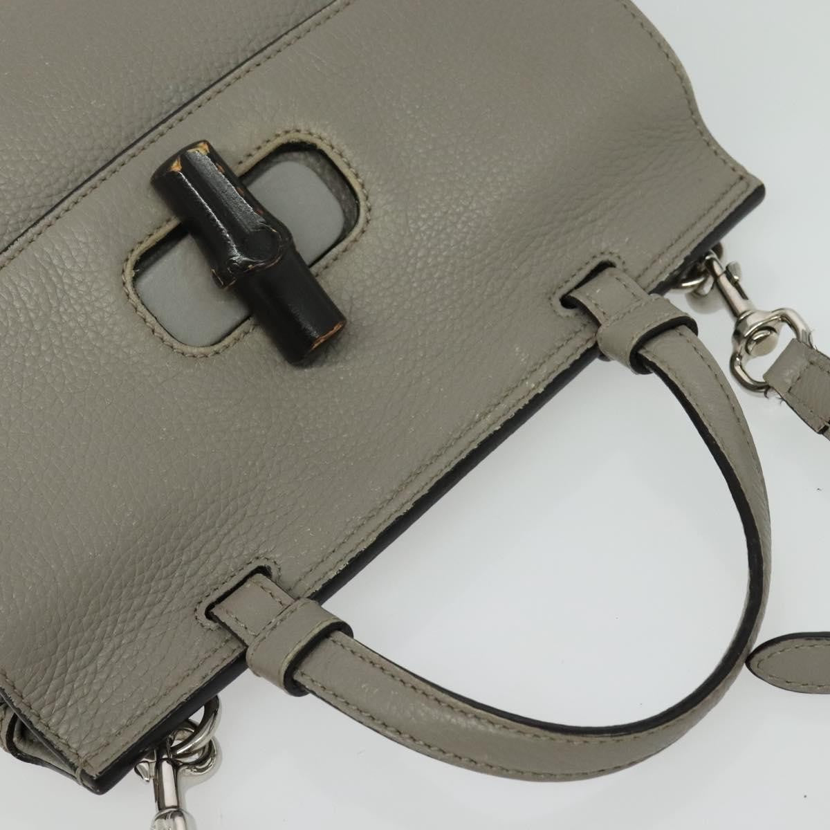 Gucci Bamboo Daily Top Handle Bag Leather, GRAY, LEATHER, Handbag