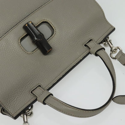 Gucci Bamboo Daily Top Handle Bag Leather, GRAY, LEATHER, Handbag
