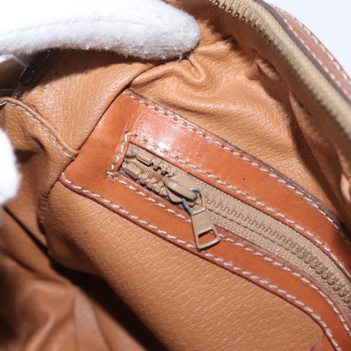 Celine Vintage Macadam Shoulder Bag Canvas and Leather, BEIGE, CANVAS, Shoulder bag