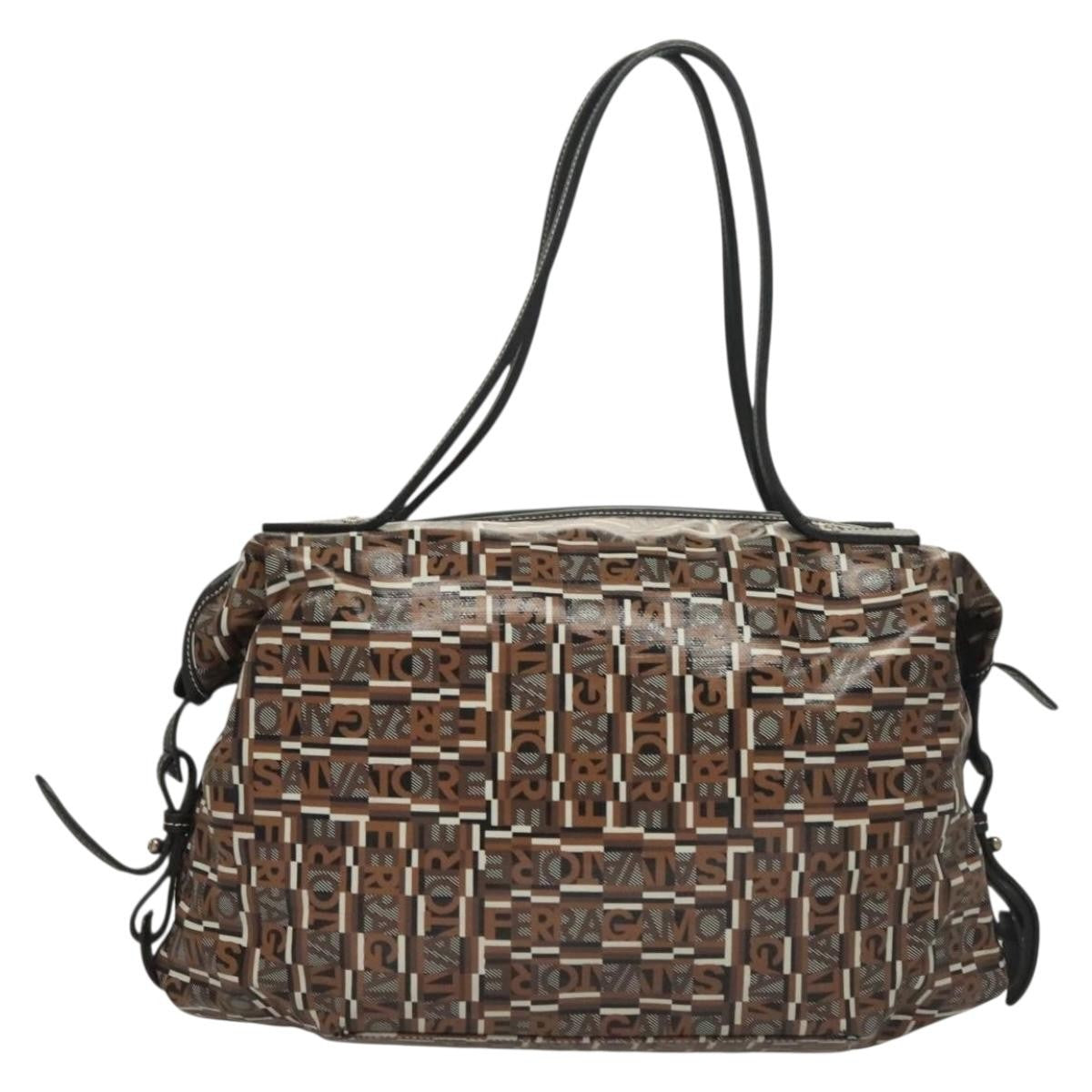 Salvatore Ferragamo Vintage Handbag Canvas, BROWN, CANVAS, Handbag