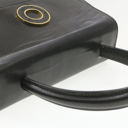 Celine Circle Logo Handbag Leather, BLACK, LEATHER, Handbag