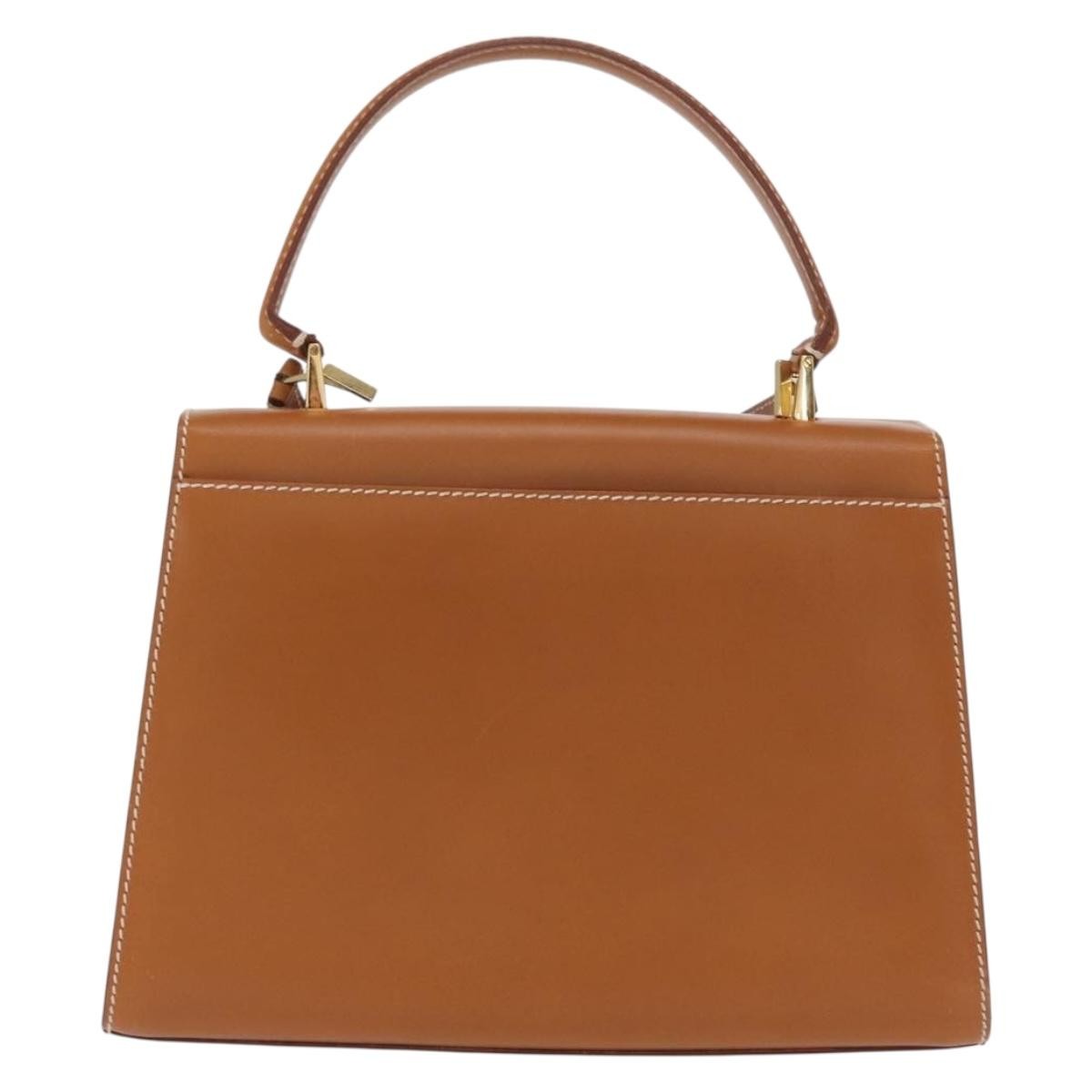 Salvatore Ferragamo Gancini handbag Leather, BROWN, LEATHER, Handbag