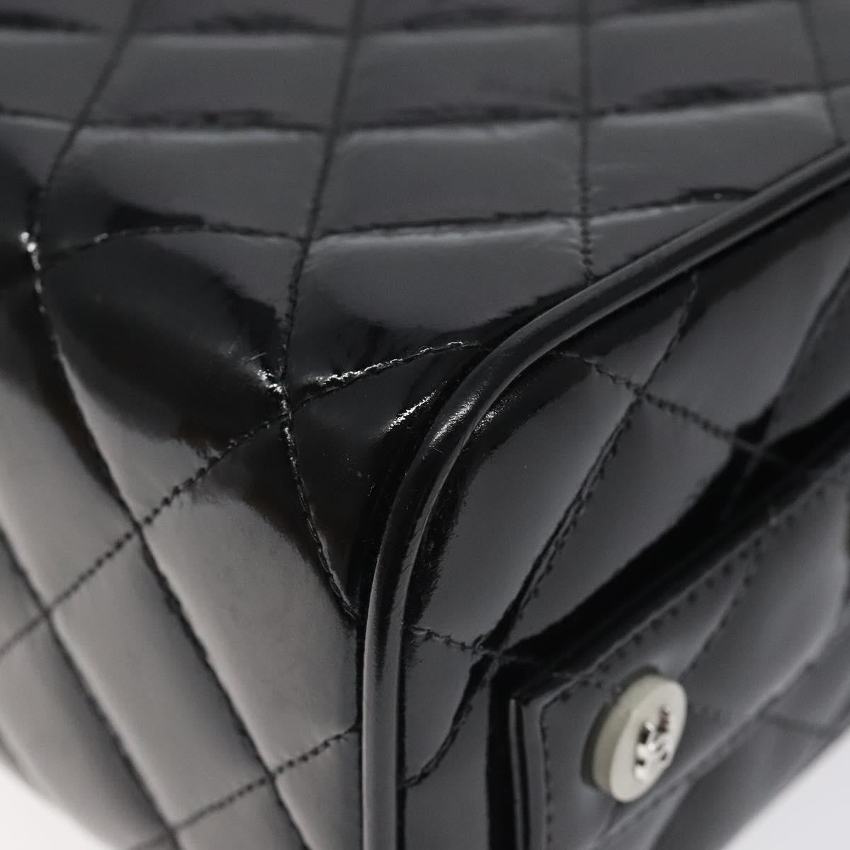 Chanel Vintage Metal Box Bag Quilted patent, Black, Patent Leather, Handbag