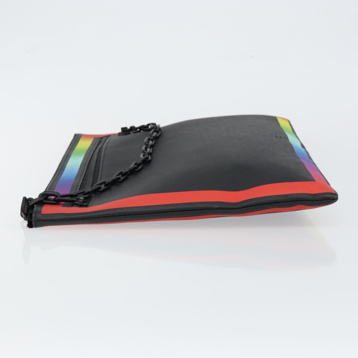 Louis Vuitton Pochette A4 Rainbow Taiga Leather, BLACK, LEATHER, Clutche & pouche