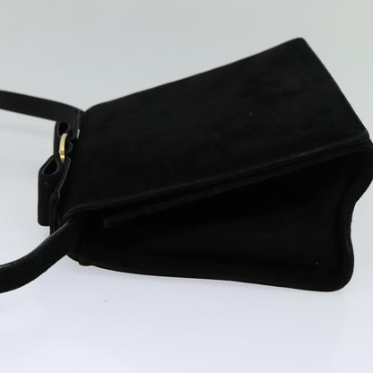 Salvatore Ferragamo Vala Shoulder Bag Suede, BLACK, SUEDE, Shoulder bag