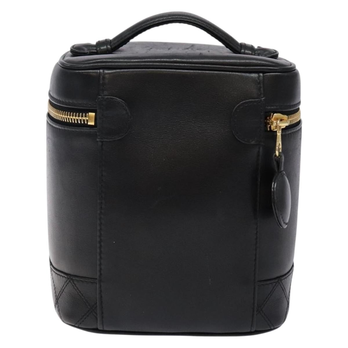 Chanel Vintage Timeless Cosmetic Case Caviar, BLACK, LEATHER, Toiletry Case