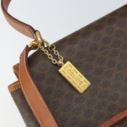Celine Vintage Macadam Handbag Canvas and Leather, BROWN, CANVAS, Handbag