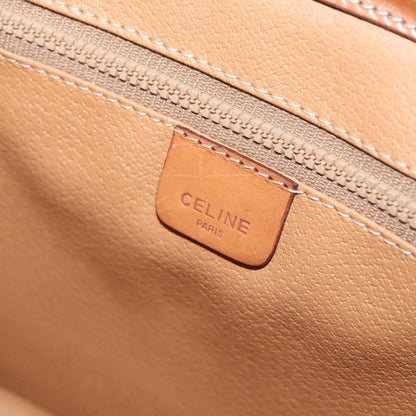 Celine Vintage Macadam Shoulder Bag Canvas and Leather, Beige, Canvas, Shoulder Bag