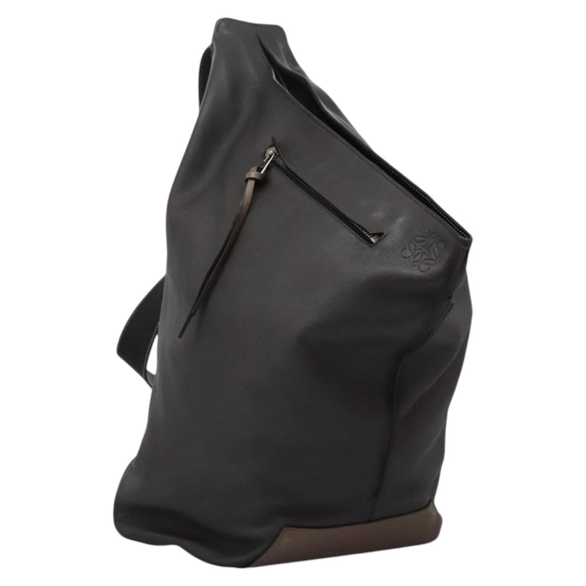 Loewe Anton Sling Bag Leather, Gray, Leather, Backpack