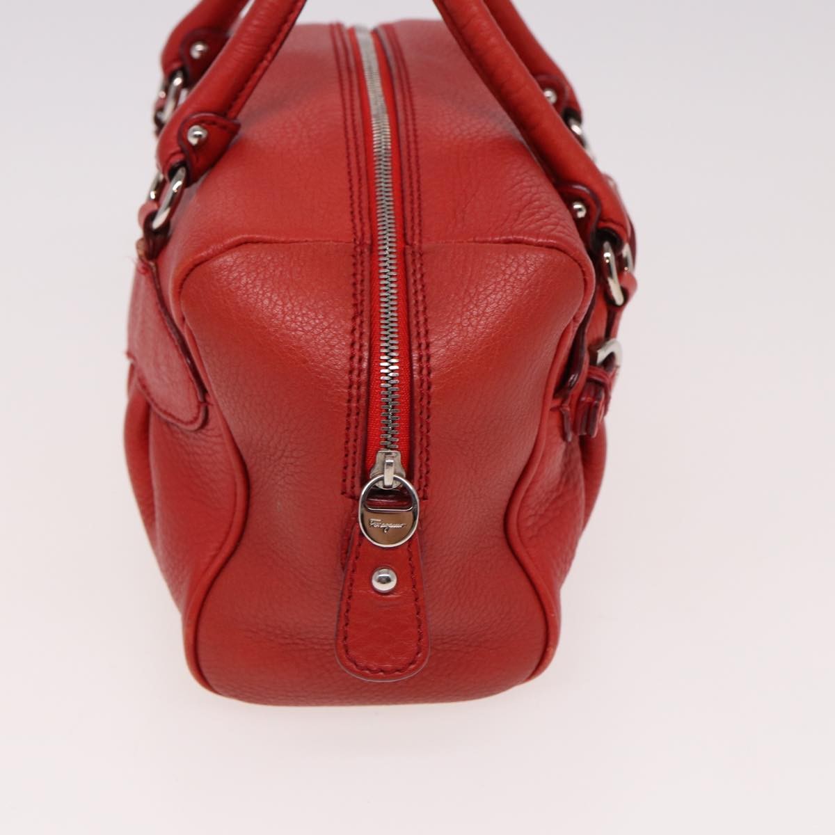 Salvatore Ferragamo Gancini Buckle Shoulder Bag Leather, RED, LEATHER, Handbag