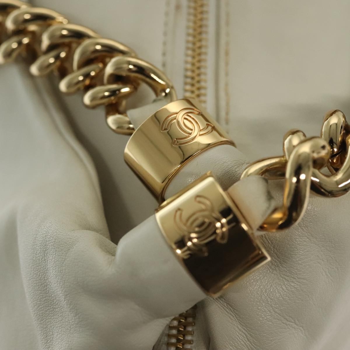 Chanel Rodeo Drive Zip Hobo Lambskin, WHITE, LEATHER, Handbag