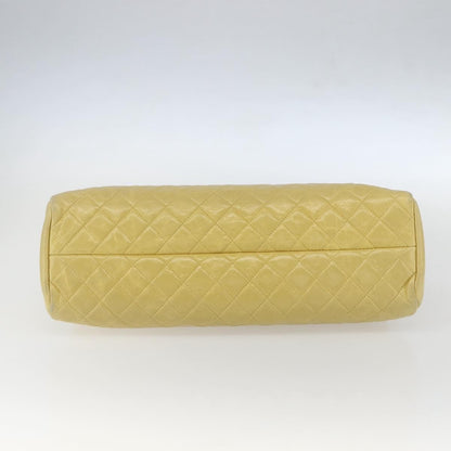 Chanel Just Mademoiselle Bag Quilted Aged Calfskin, YELLOW, LEATHER, Shoulder bag