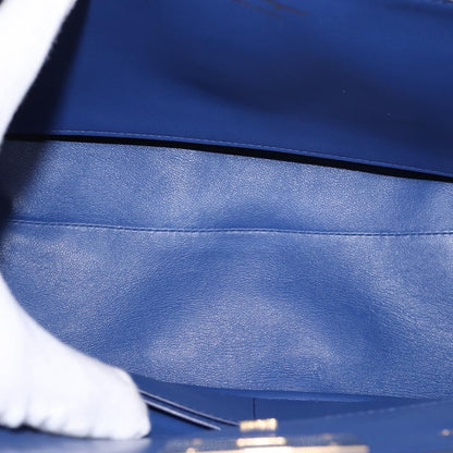 Salvatore Ferragamo Studio Satchel Leather, BLUE, LEATHER, Handbag