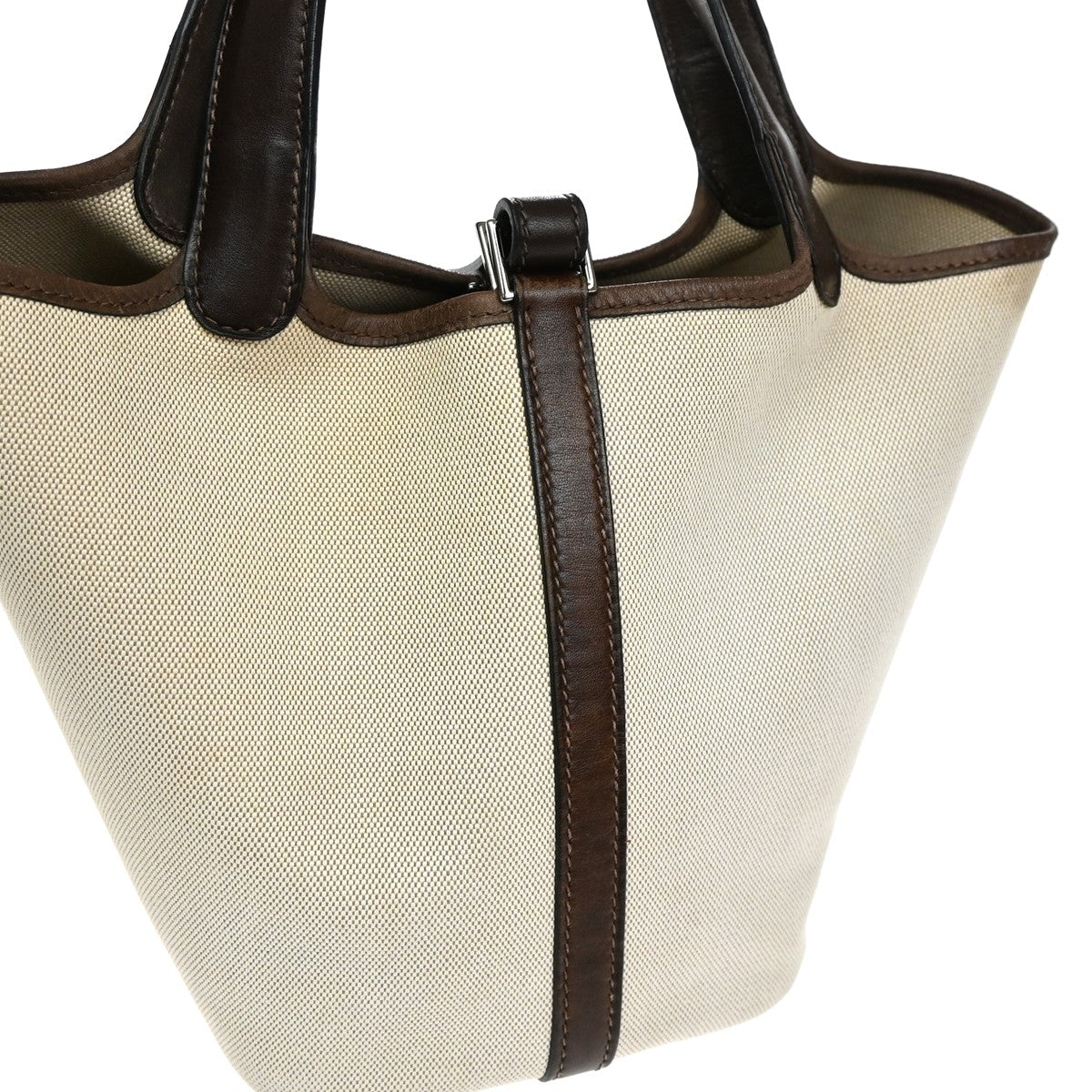 Hermes Picotin Bag Toile and Leather, Beige, Canvas, Bag