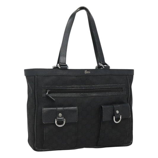 Gucci Abbey Pocket Tote GG Canvas, Black, Canvas, Tote Bag
