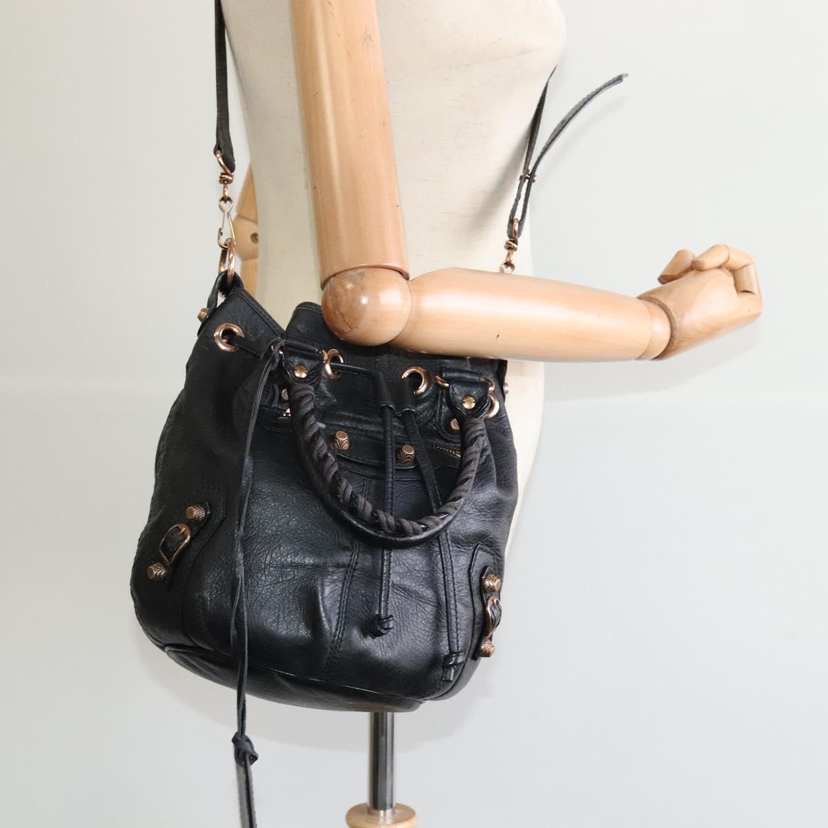 Balenciaga Pom Pon Giant Studs Bag Leather, BLACK, LEATHER, Handbag