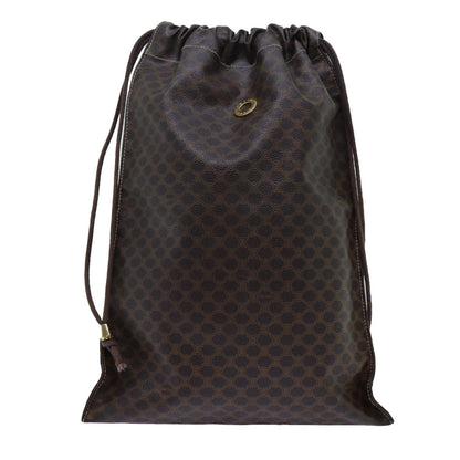 Celine Triomphe Drawstring Bucket Bag Raffia with Leather, BROWN, PVC, Shoulder bag