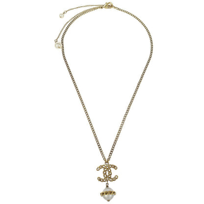 Chanel CC Chain Necklace Metal with Faux Pearls, GOLD, GOLD_PLATED, Necklace