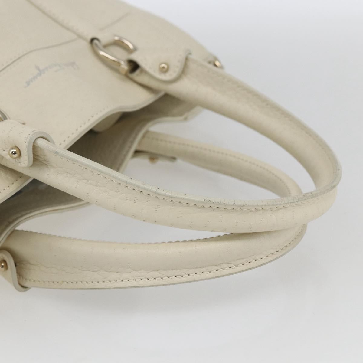 Salvatore Ferragamo Gancini handbag Leather, WHITE, LEATHER, Handbag