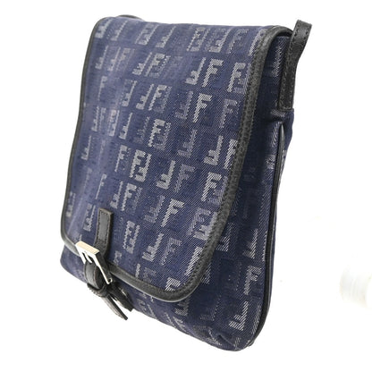 Fendi Vintage Flap Crossbody Bag Zucchino Denim, BLUE, DENIM_JEANS, Shoulder bag
