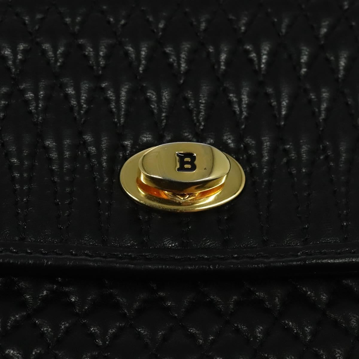 Bally Vintage Handbag Quilted Leather, BLACK, LEATHER, Handbag