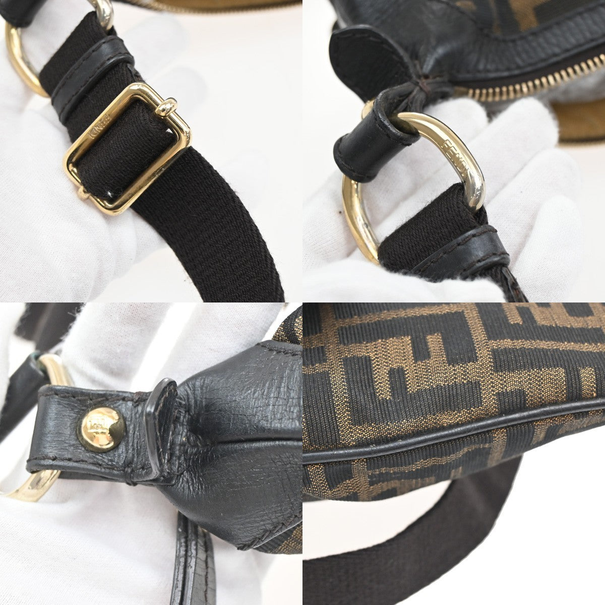 Fendi Chef Zip Crossbody Bag Zucca Canvas, BROWN, CANVAS, Shoulder bag