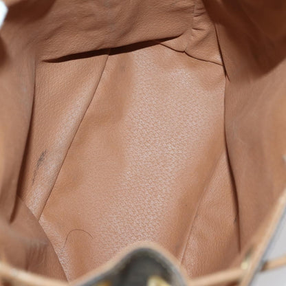 Celine Vintage Drawstring Flap Backpack Macadam Coated Canvas, BROWN, CANVAS, Backpack