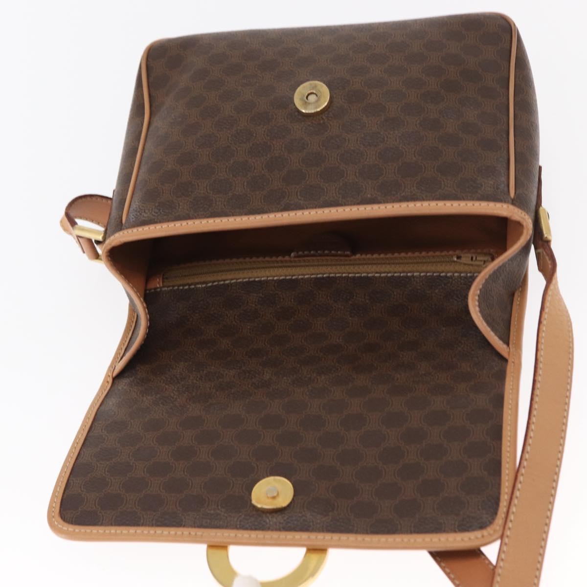 Celine Vintage Macadam Shoulder Bag Canvas and Leather, BROWN, CANVAS, Shoulder bag