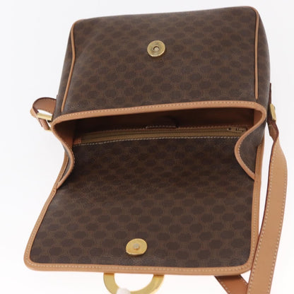 Celine Vintage Macadam Shoulder Bag Canvas and Leather, BROWN, CANVAS, Shoulder bag