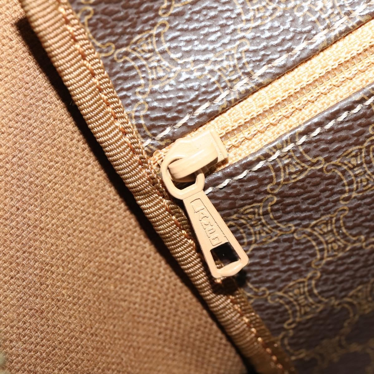 Celine Vintage Duffle Bag Canvas and Leather, Brown, Canvas, Travel Bag