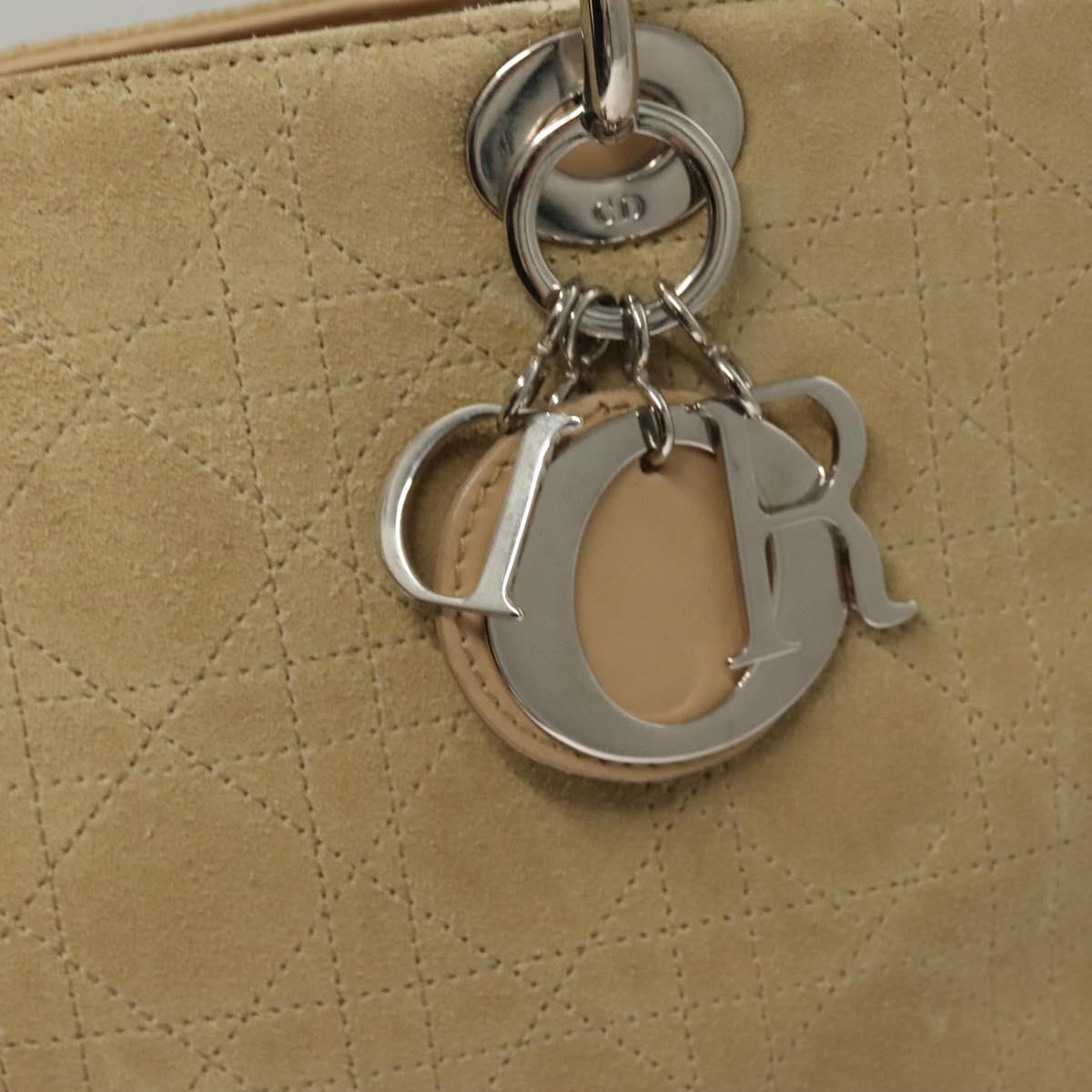 Christian Dior Lady Dior Bag Cannage Quilt Suede, BEIGE, SUEDE, Handbag