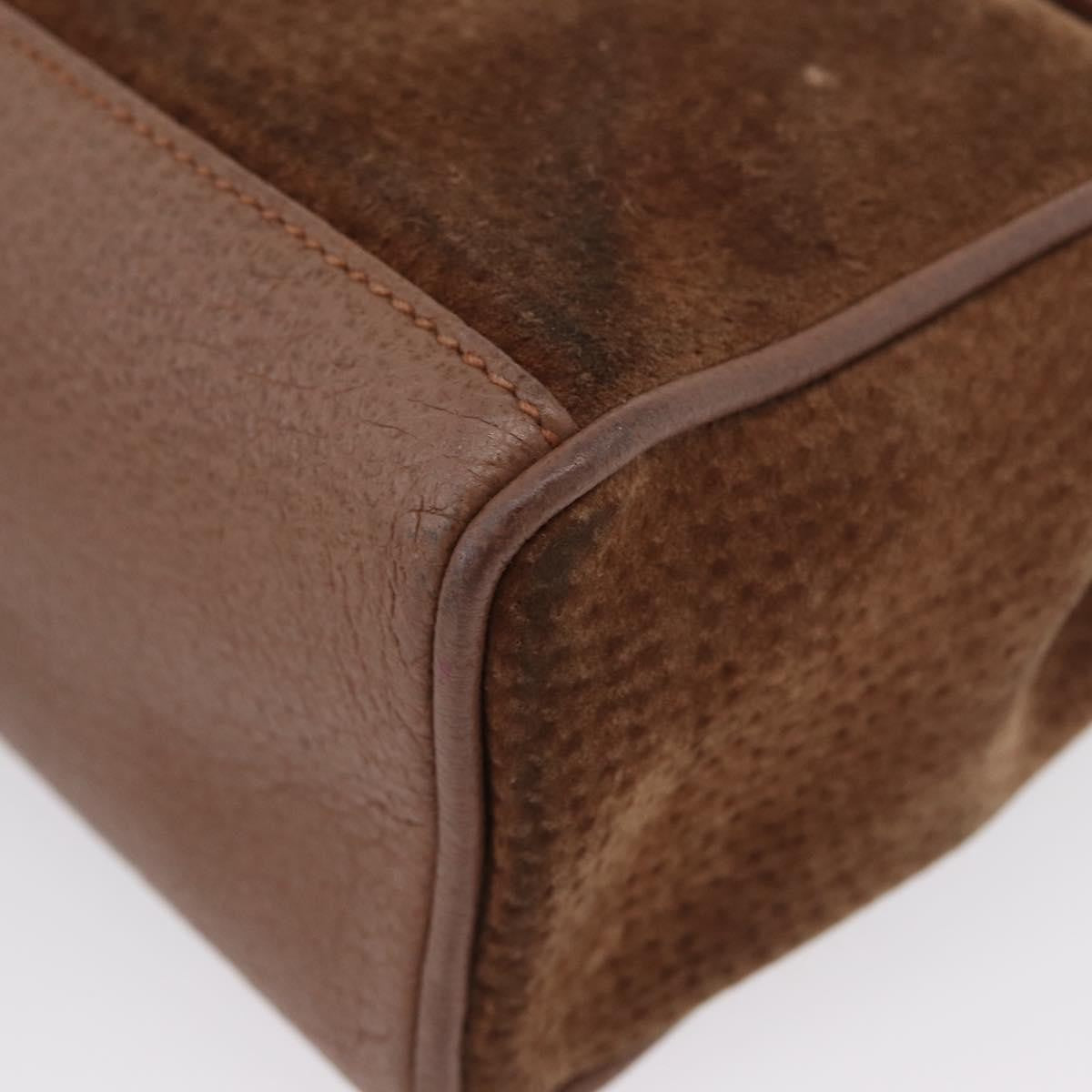 Gucci Vintage Bamboo Front Pocket Tote Suede, BROWN, SUEDE, Handbag