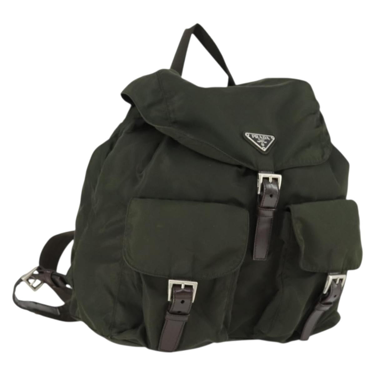 Prada Double Front Pocket Backpack Tessuto, KHAKI, NYLON, Backpack
