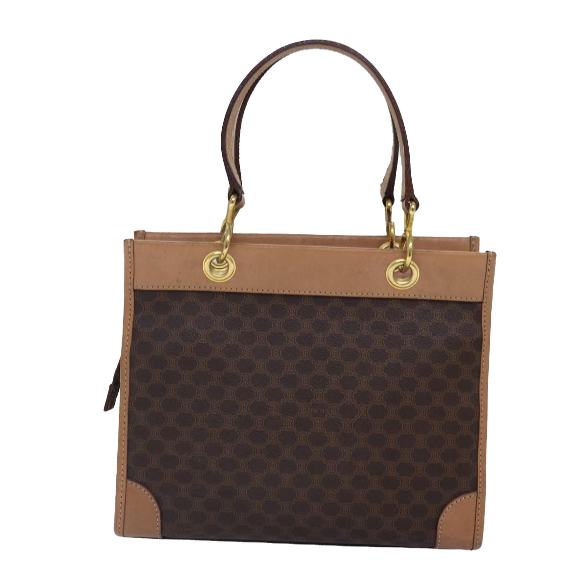 Celine Vintage Macadam Handbag Canvas and Leather, Brown, Canvas, Handbag